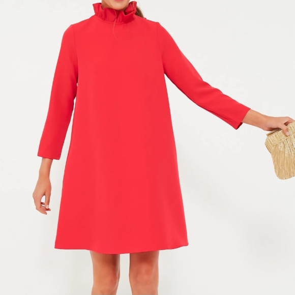 Tuckernuck Dresses & Skirts - NWT Tuckernuck Daphne Dress Poppy Red Mini Preppy Bowtie Collar Pockets XXS